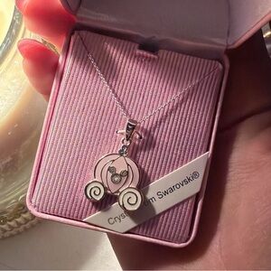 Swarovski Silver Crystal Disney Carriage Pendant Necklace